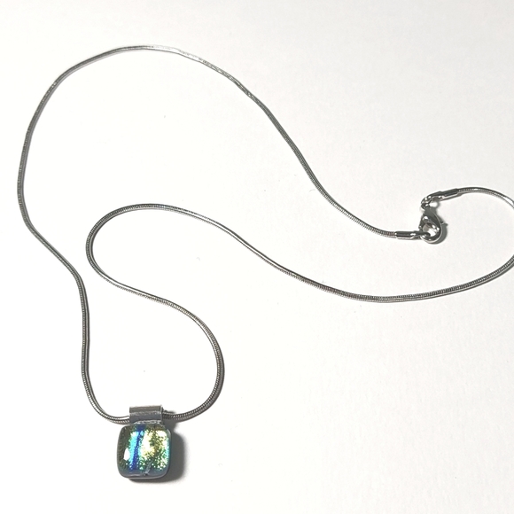 3 for$25- Rainbow Glass & Silver Pendant & Chain - Picture 6 of 11